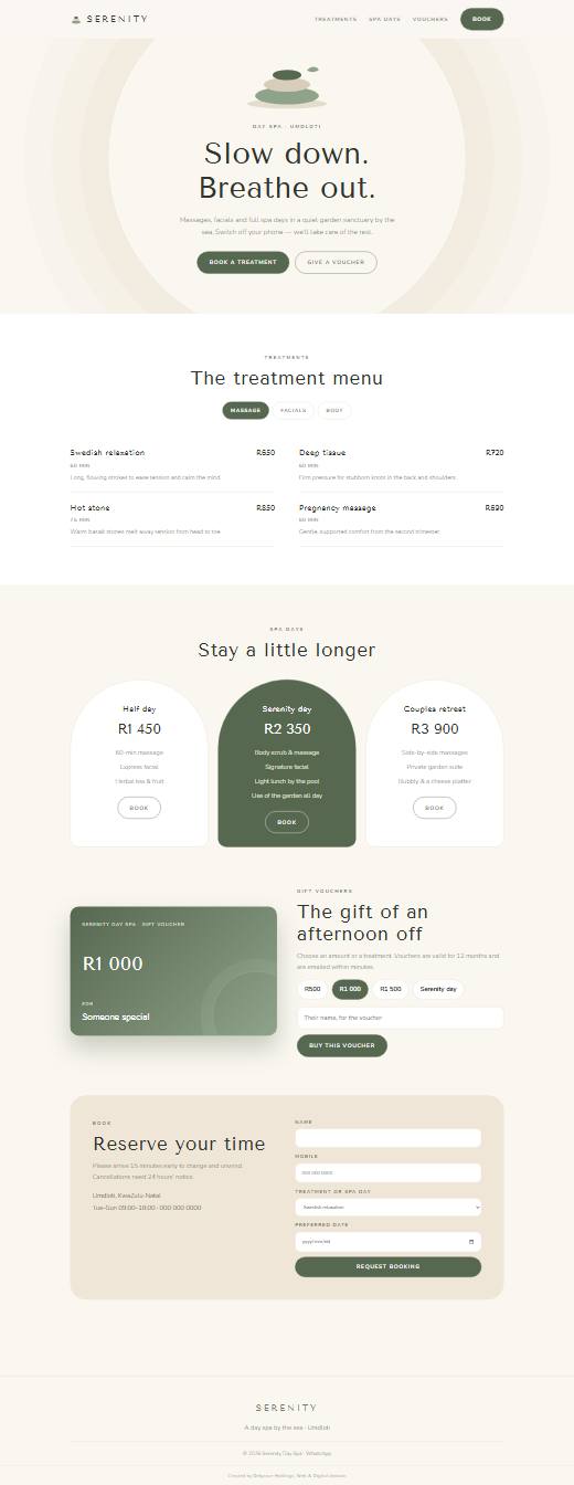 Screenshot of the Day spa & wellness template